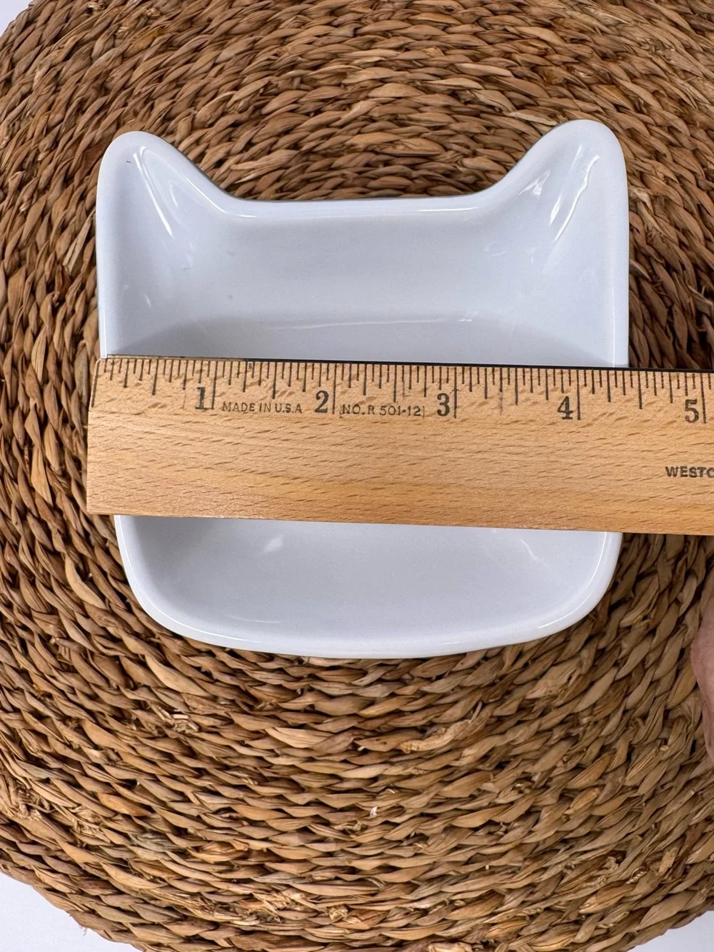 Kitty ceramic food dish stand, by WHISKER CITY